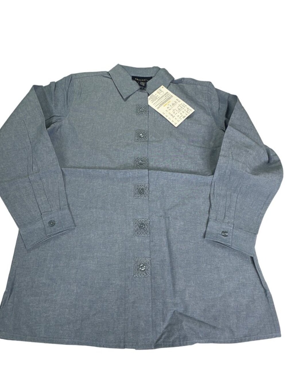Vtg. Denim & Co. Womens small Long Sleeve Button Down Shirt New with tags